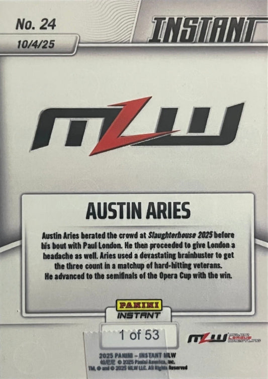 Austin Aries – Austin Aries Uses Brains to Earn Win trading card PW Catalog