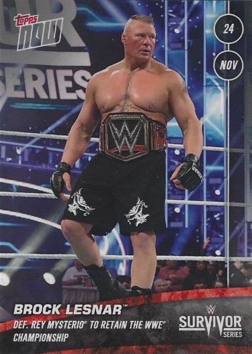 Brock Lesnar DEF. REY Mysterio to Retain the WWE Championship trading card PW Catalog
