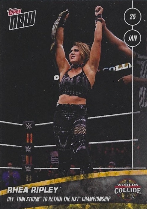 Rhea Ripley DEF. Toni Storm to Retain the NXT Championship trading card PW Catalog