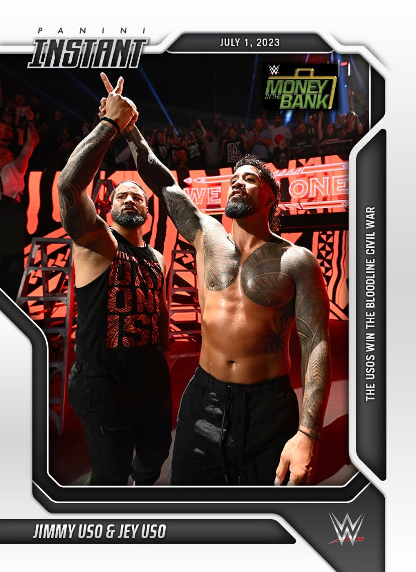 Jimmy USO & JEY USO – the Usos Win the Bloodline Civil War trading card PW Catalog