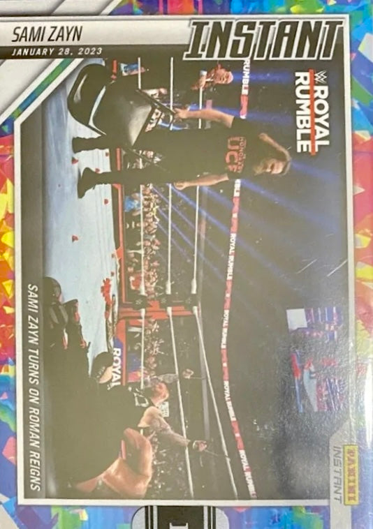 Sami Zayn – Sami Zayn Turns on Roman Reigns trading card PW Catalog
