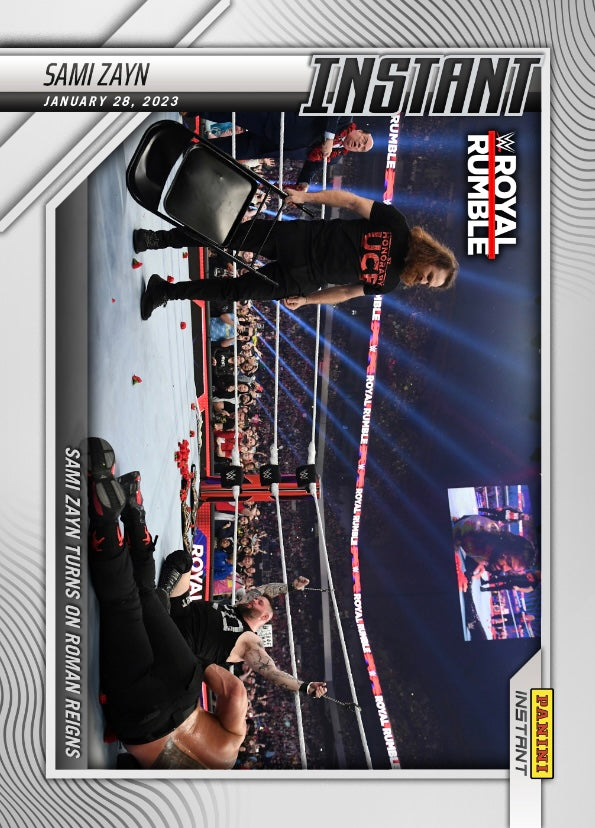 Sami Zayn – Sami Zayn Turns on Roman Reigns trading card PW Catalog