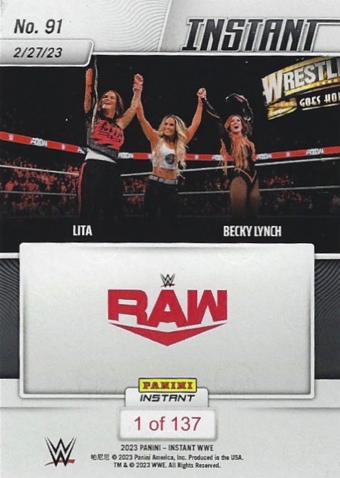 Lita / Becky Lynch – and NEW… Women’s TAG Team trading card PW Catalog