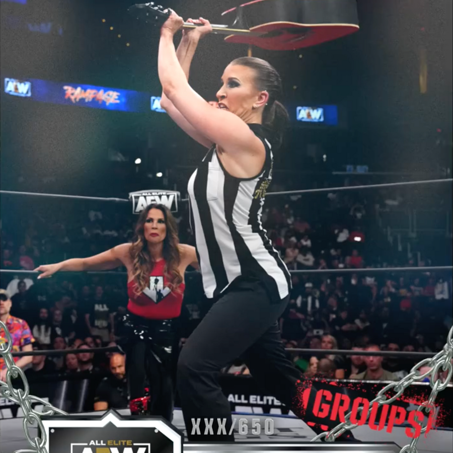 6/16/23 – Aubrey Edwards, Mark and Papa Briscoe – Aubrey Edwards Slams JAY Lethal With a Guitar trading card PW Catalog