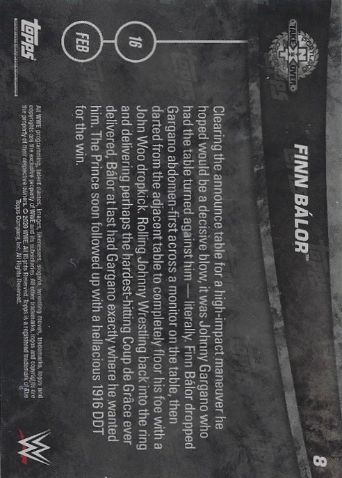 Finn Balor DEF. Johnny Gargano trading card PW Catalog