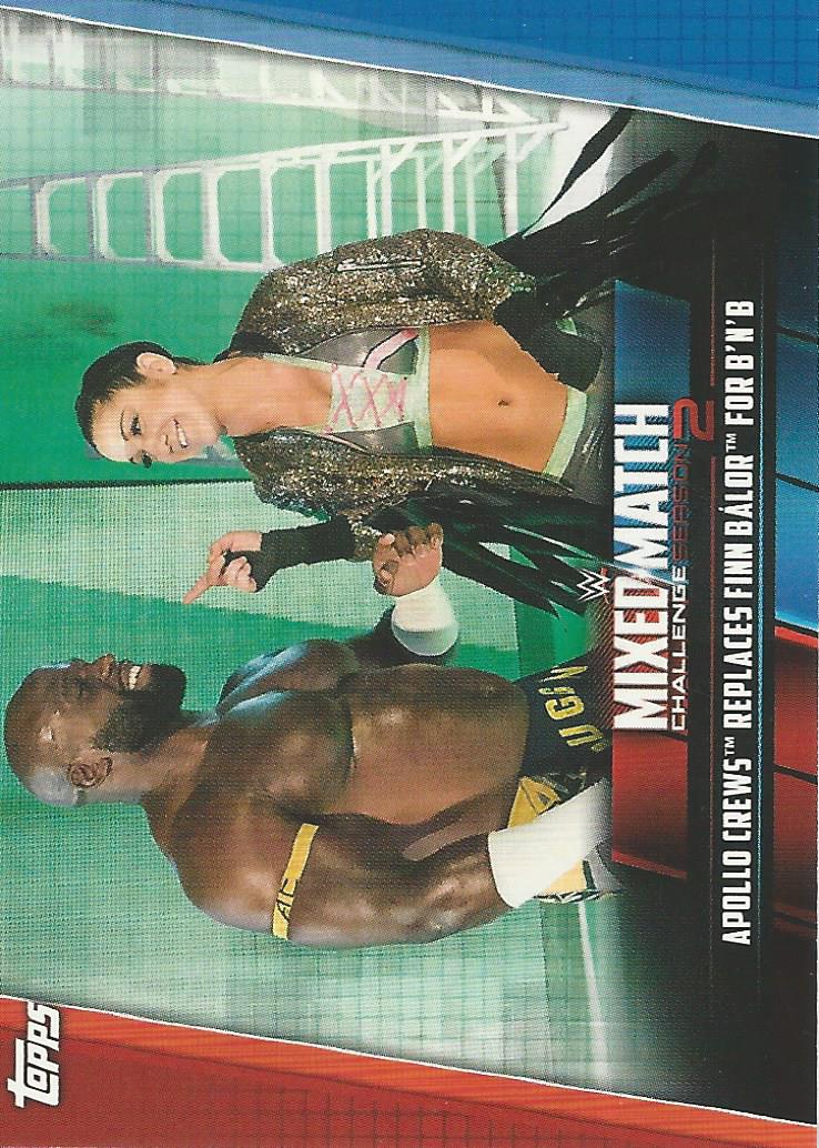 WWE Topps Women Division 2019 Bayley and Apollo Crews MMC-22 trading card PW Catalog