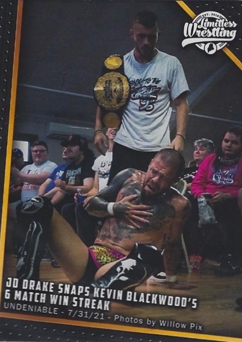 JD Drake Snaps Kevin Blackwood’s 6 Match Win Streak trading card PW Catalog