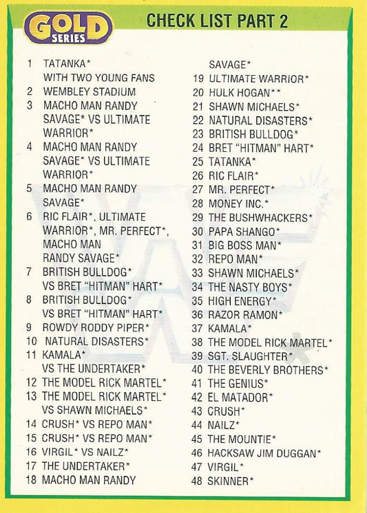 WWF Merlin Gold Series 2 1992 Checklist Part 2 #96