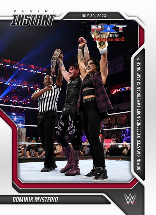 Dominik Mysterio – Dominik Mysterio Defends North American Championship trading card PW Catalog