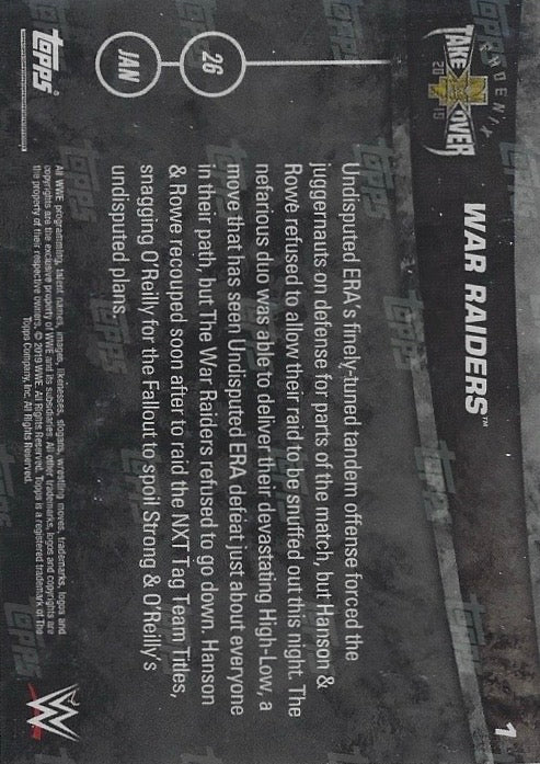 War Raiders DEF. Undisputed ERA for the NXT TAG Team Championship trading card PW Catalog