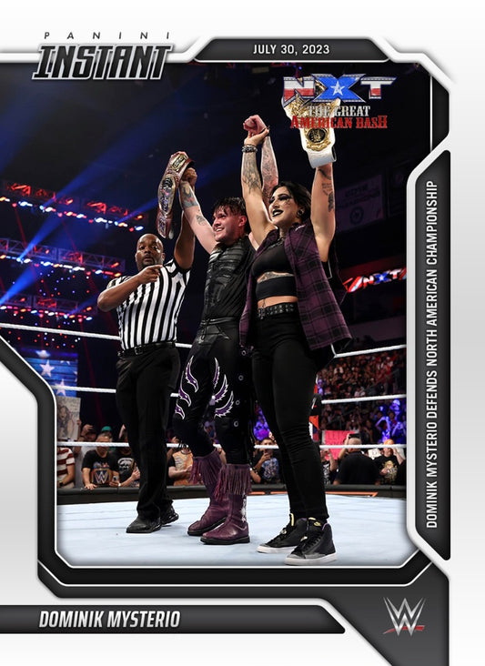 Dominik Mysterio – Dominik Mysterio Defends North American Championship trading card PW Catalog