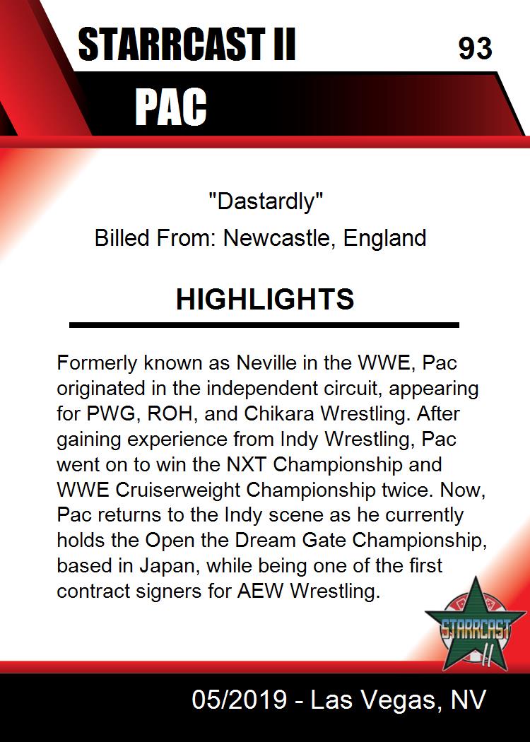 PAC trading card PW Catalog