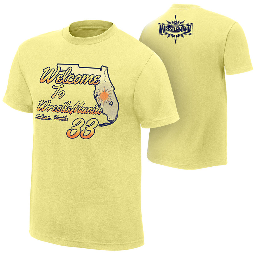 WrestleMania 33 "Welcome to Florida" Yellow T-Shirt T-Shirt PW Catalog