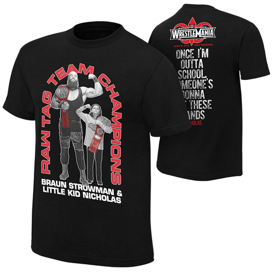Braun Strowman & Little Kid Nicholas "Tag Team Champions" T-Shirt T-Shirt PW Catalog