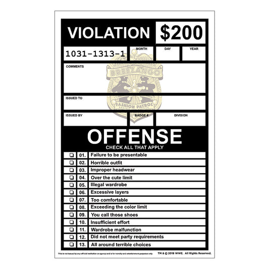 Breezango "Fashion Violatioin" Ticket Pad PW Catalog
