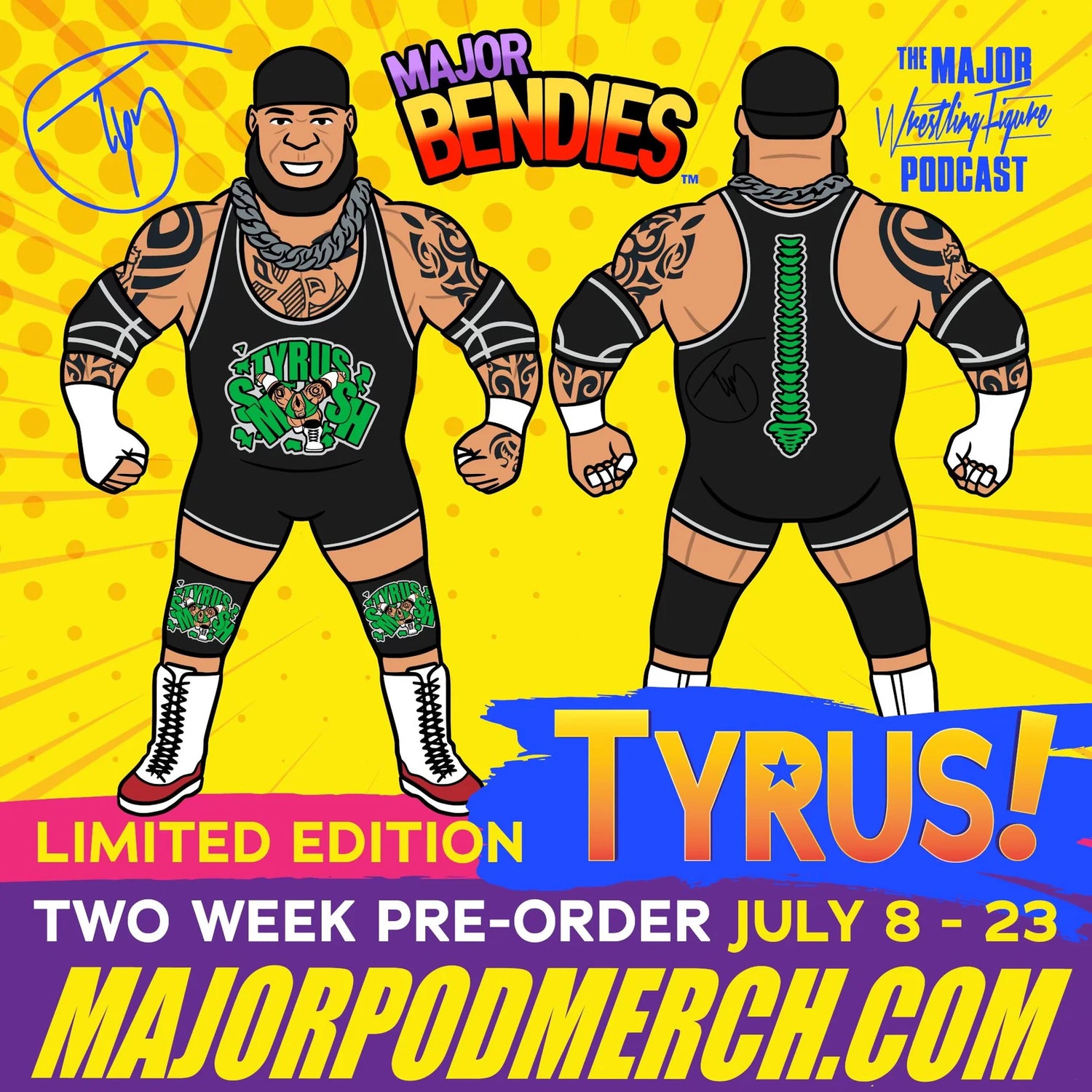 Major Wrestling Figure Podcast Major Bendies Limited Edition Tyrus Action & Toy Figures PWcatalog