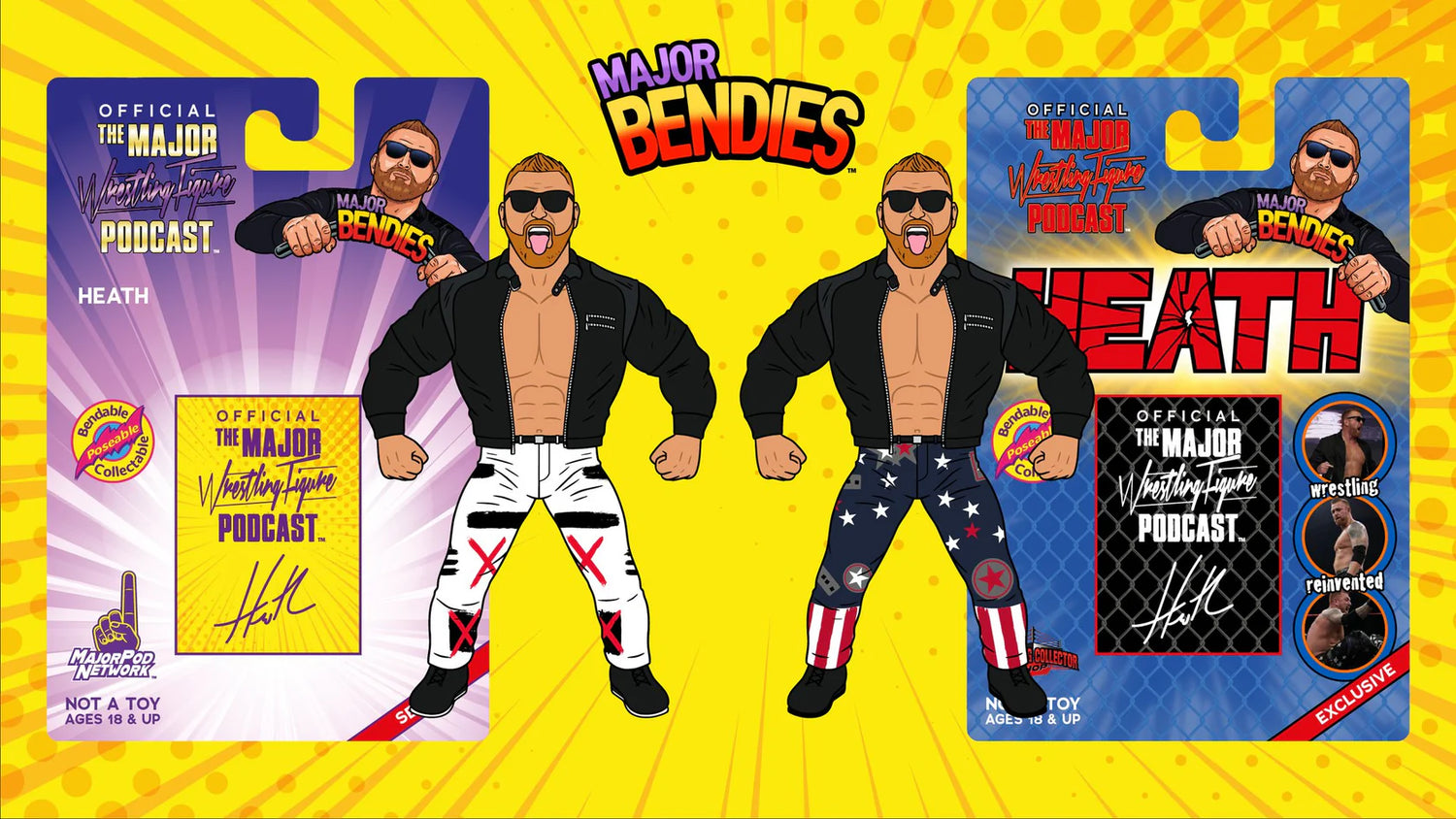 Major Wrestling Figure Podcast Major Bendies Heath [Exclusive] Action & Toy Figures PWcatalog