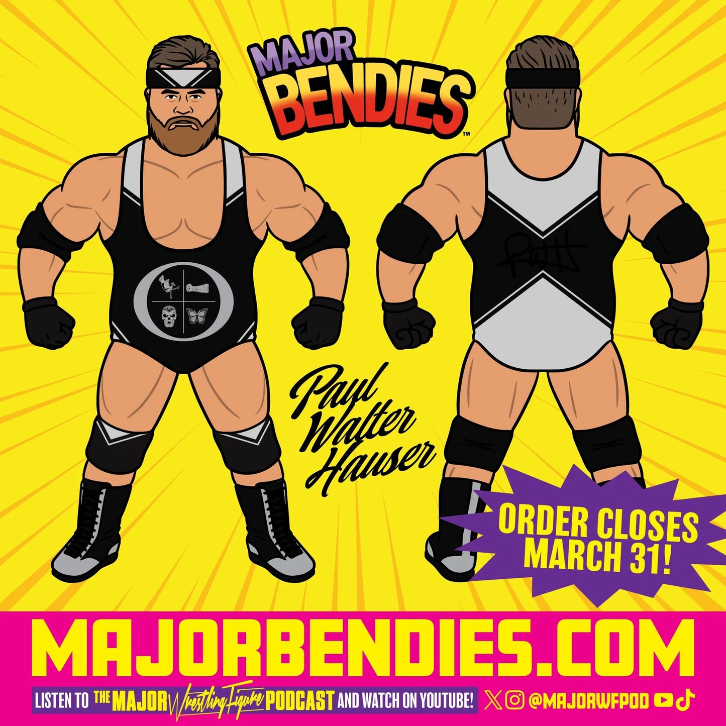 Major Wrestling Figure Podcast Major Bendies Limited Edition Paul Walter Hauser Action & Toy Figures PWcatalog