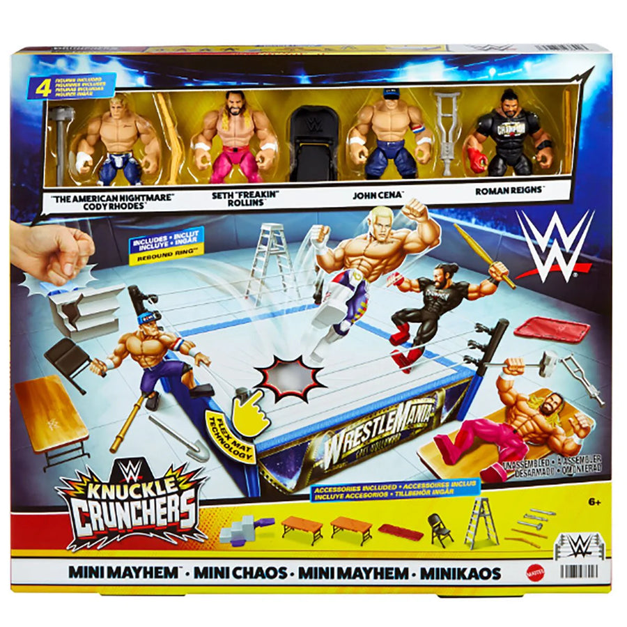 WWE Mattel Knuckle Crunchers Mini Mayhem WrestleMania Rebound Ring Action & Toy Figures PWcatalog