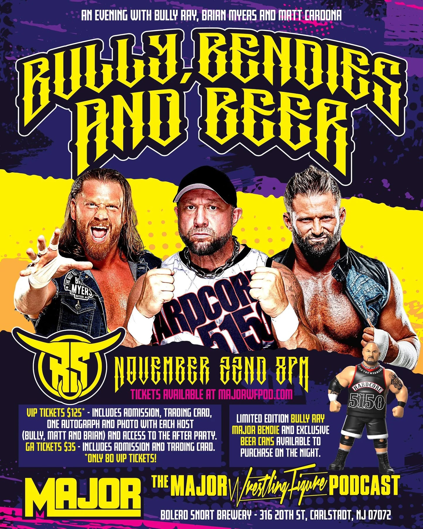 Major Wrestling Figure Podcast Major Bendies Limited Edition 1-300 Bully Ray Action & Toy Figures PWcatalog