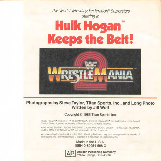 Hulk Hogan keeps the belt 1986 Collector Books With Stickers Magazine Pwcatalog