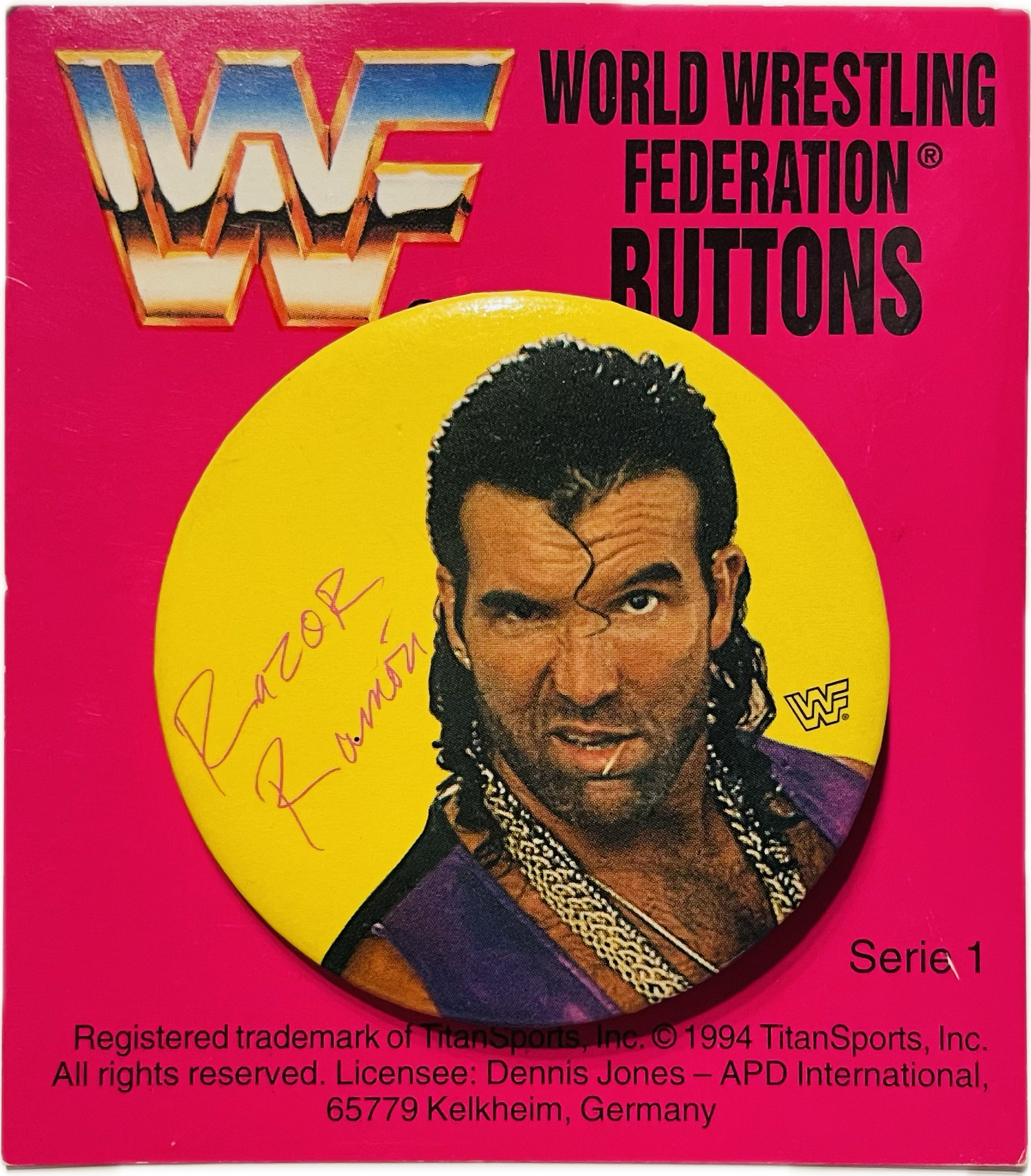 Razor Ramon WWF Button from Germany PW Catalog