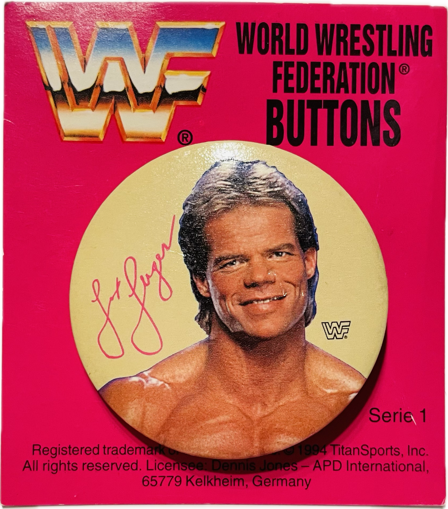 Lex Luger WWF Button from Germany PW Catalog
