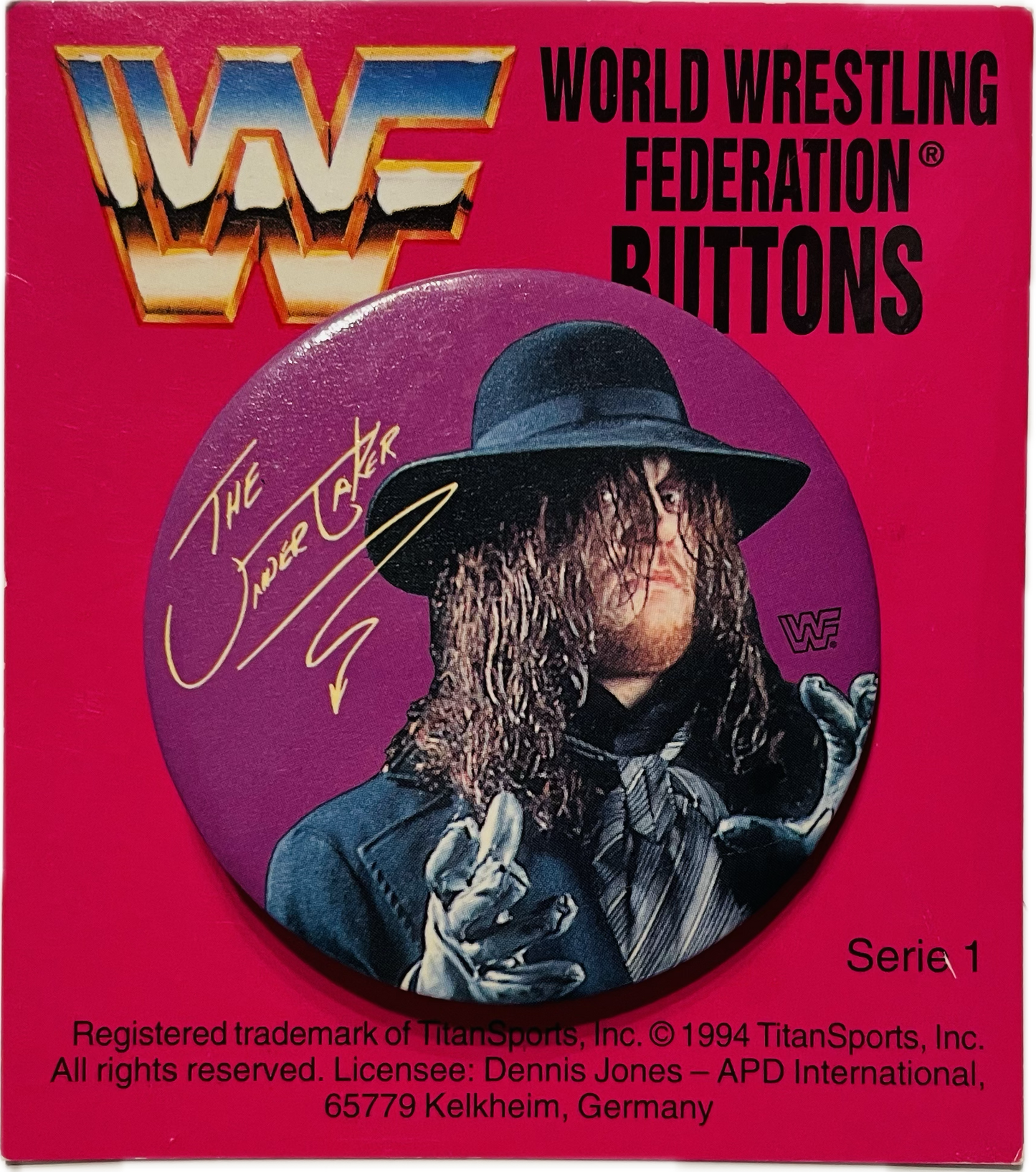 Undertaker WWF Button from Germany PW Catalog