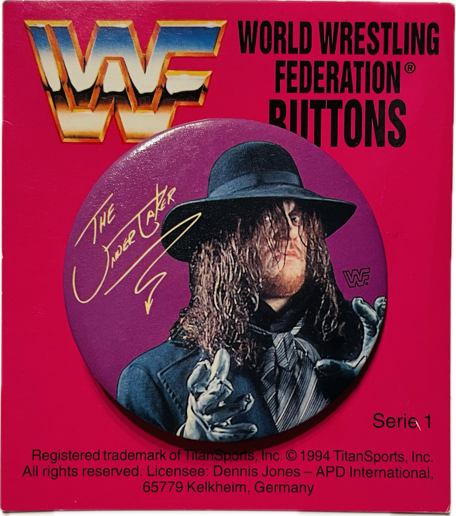 Undertaker WWF Button from Germany PW Catalog
