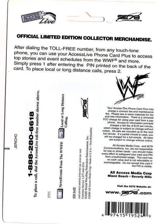 WWF Chris Jericho Phone Card - image 2
