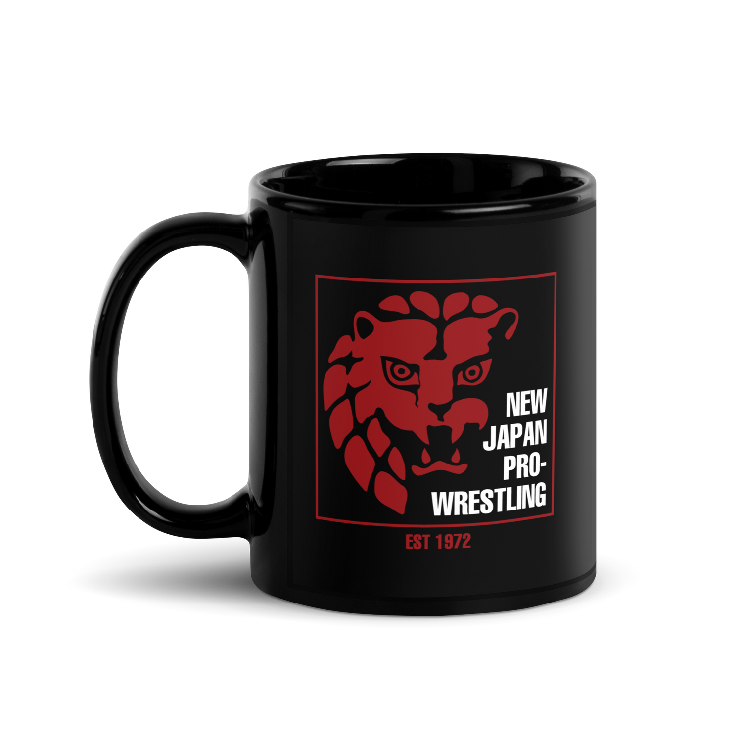 Lion Mark Red Square Logo Black Glossy Mug Mugs PW Catalog