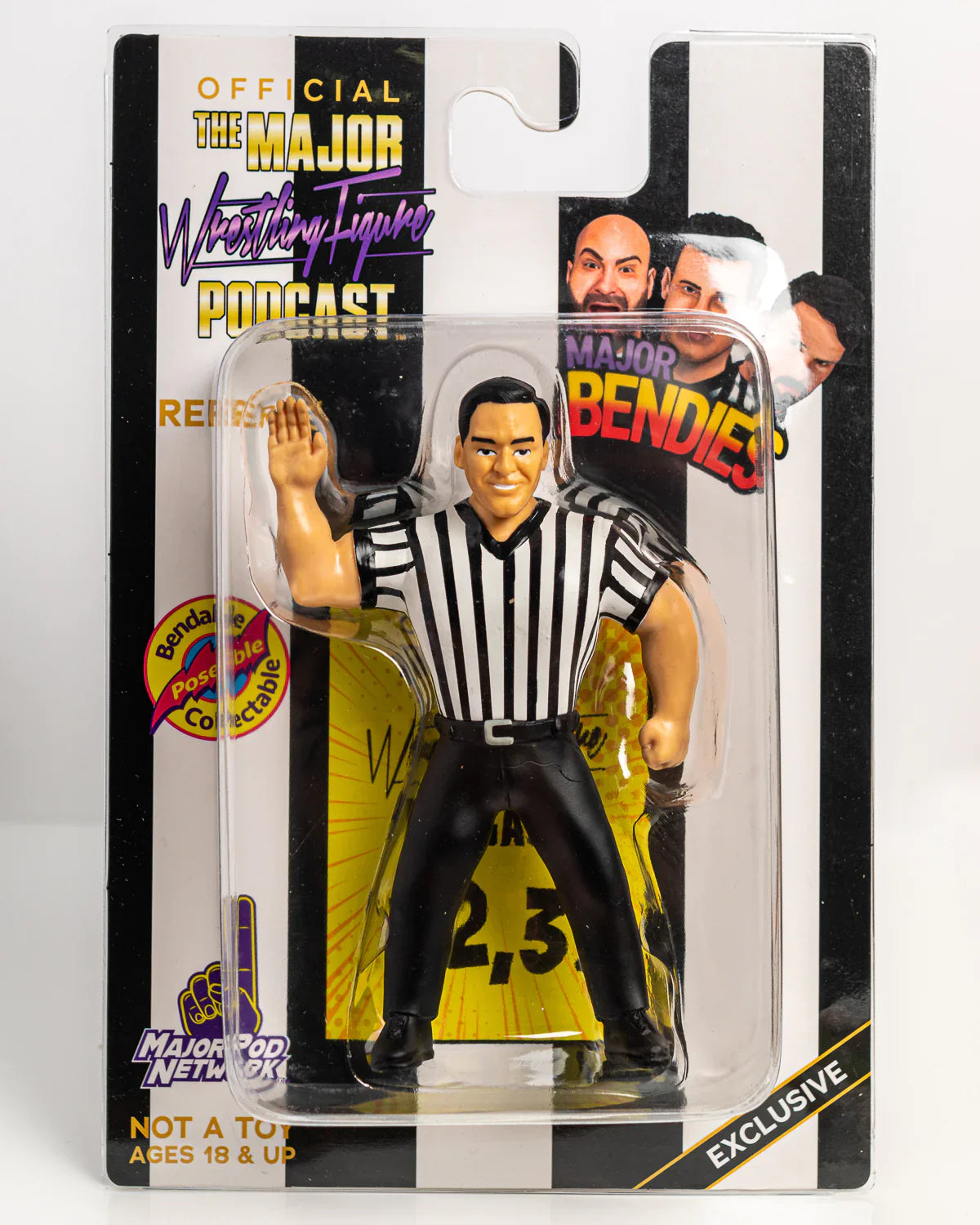 Major Wrestling Figure Podcast Major Bendies Referee John Cone [Exclusive] Action & Toy Figures PWcatalog
