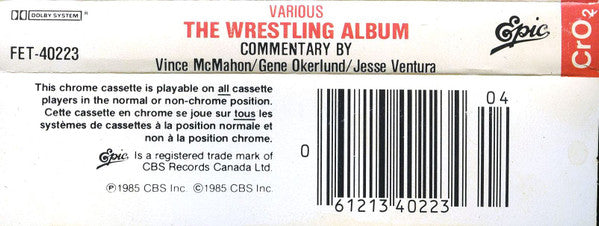 The Wrestling Album Cassette 1985