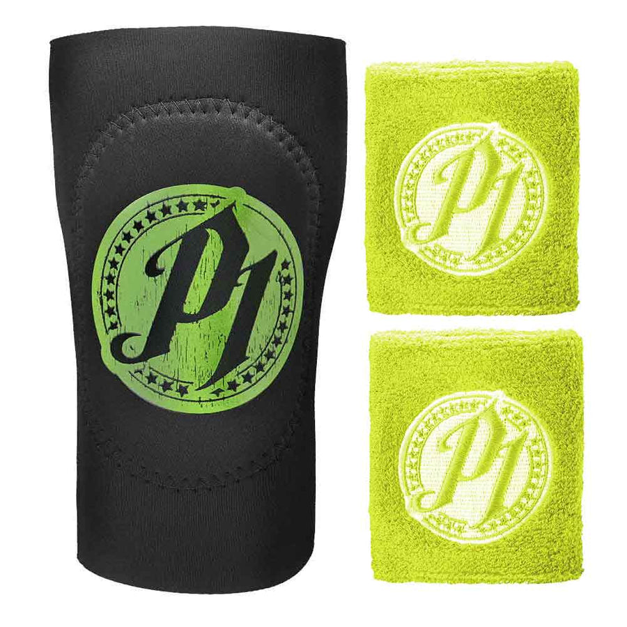 AJ Styles Green Wristband and Elbow Pad 3 Piece Set
