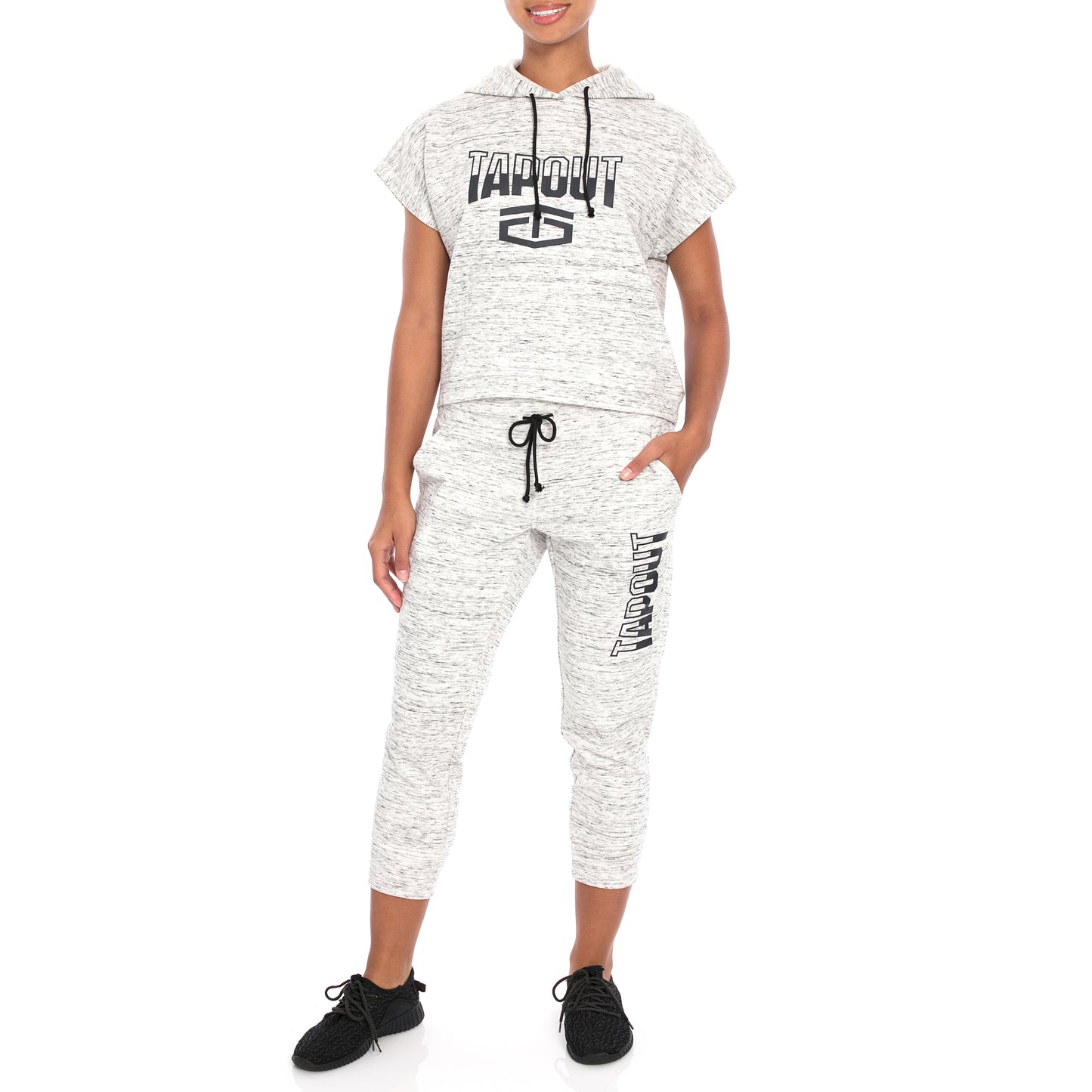 Tapout Cropped Sleeveless Women's Marshmallow Hoodie