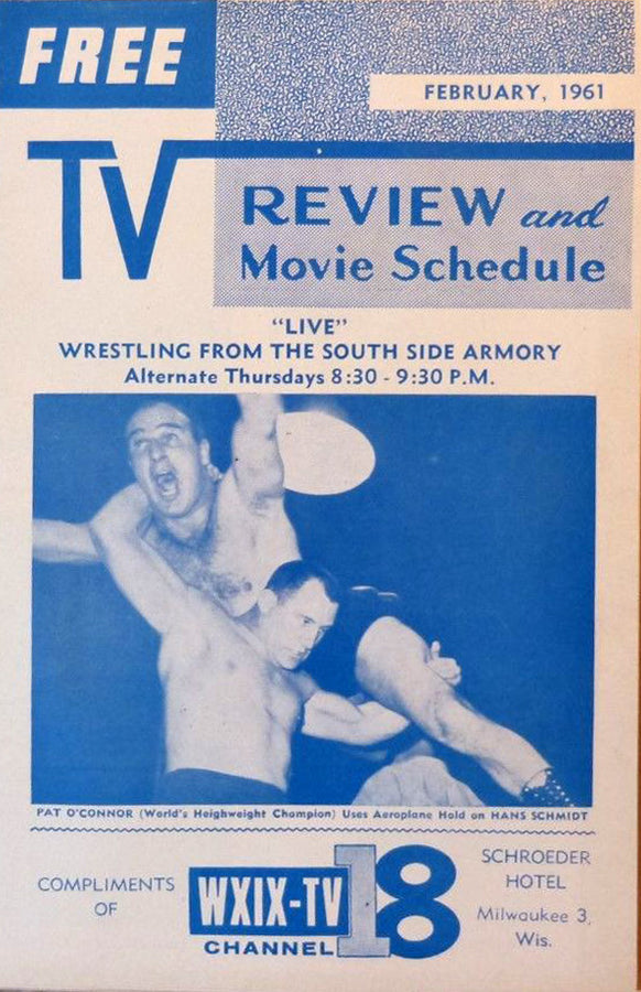 TV Review Guide February 1961 Wrestlers Pat O' Connor & Hans Schmidt Magazine PWcatalog