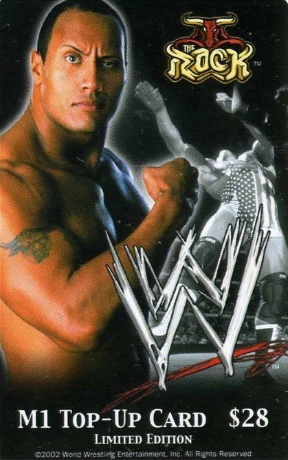 WWE 2002 The Rock Phone Card from Singapore