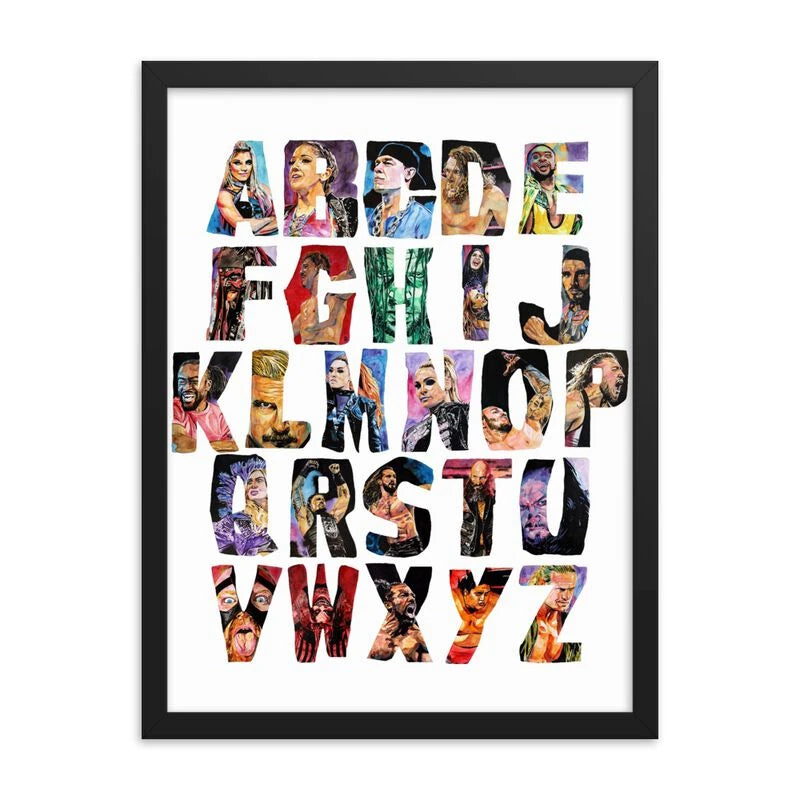 "The ABC's of WWE" by Rob Schamberger 18x24 Poster