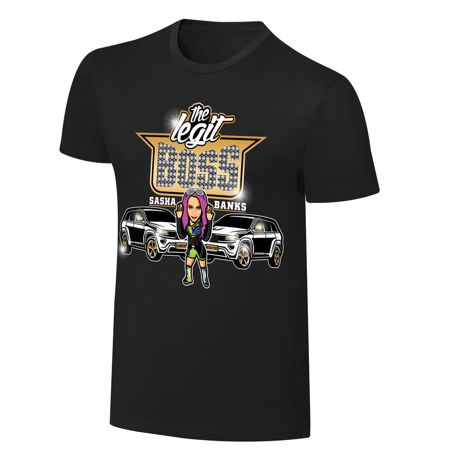 WWE x NERDS Sasha Banks "Rolling Like A Boss" Cartoon T-Shirt