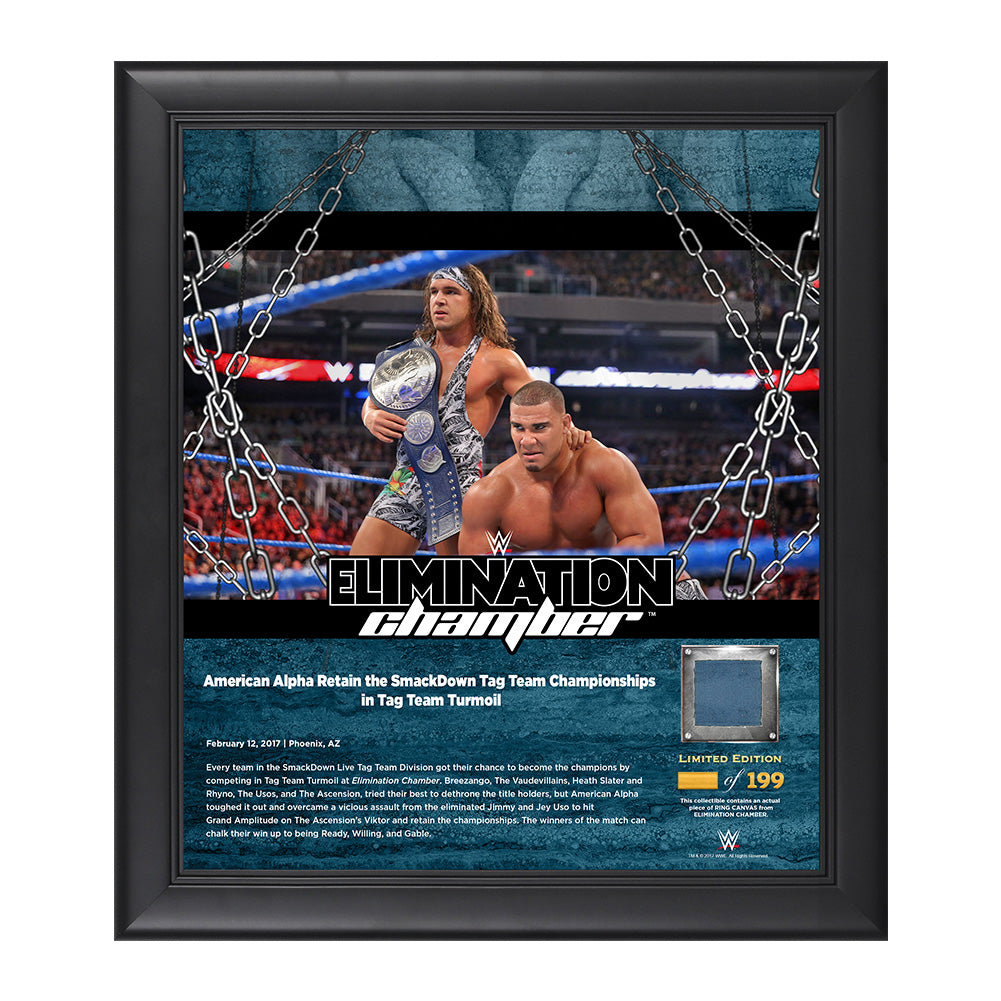 American Alpha Elimination Chamber 2017 15 x 17 Framed Plaque w/ Ring Canvas