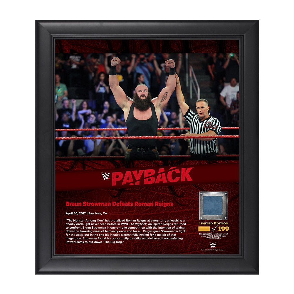 Braun Strowman Payback 2017 15 x 17 Framed Plaque w/ Ring Canvas
