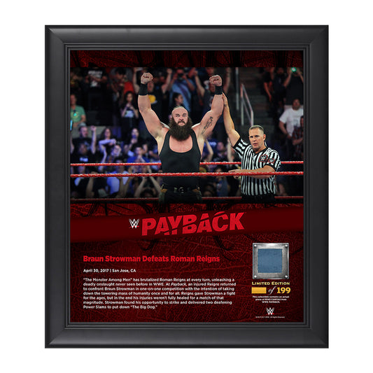 Braun Strowman Payback 2017 15 x 17 Framed Plaque w/ Ring Canvas Plaque PW Catalog