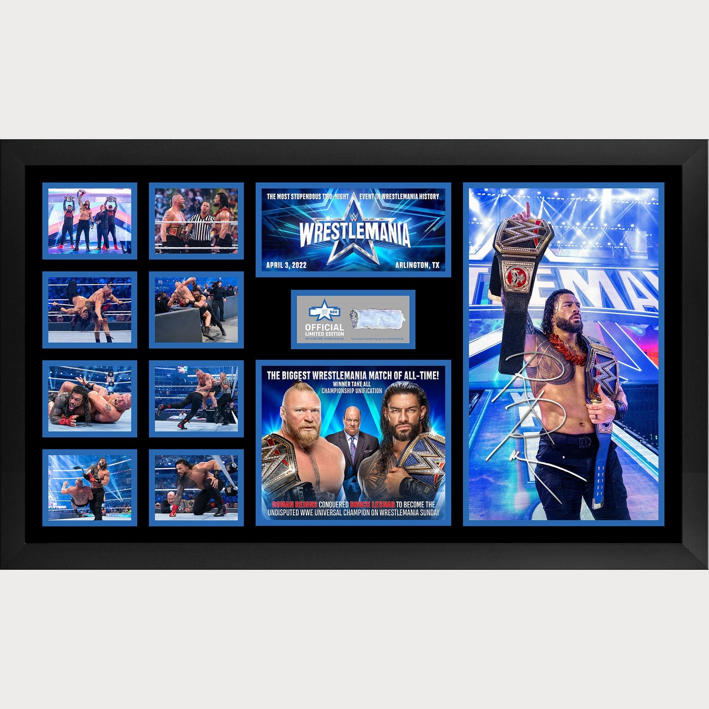 Roman Reigns WrestleMania 38 Limited Edition Signed Victory Plaque