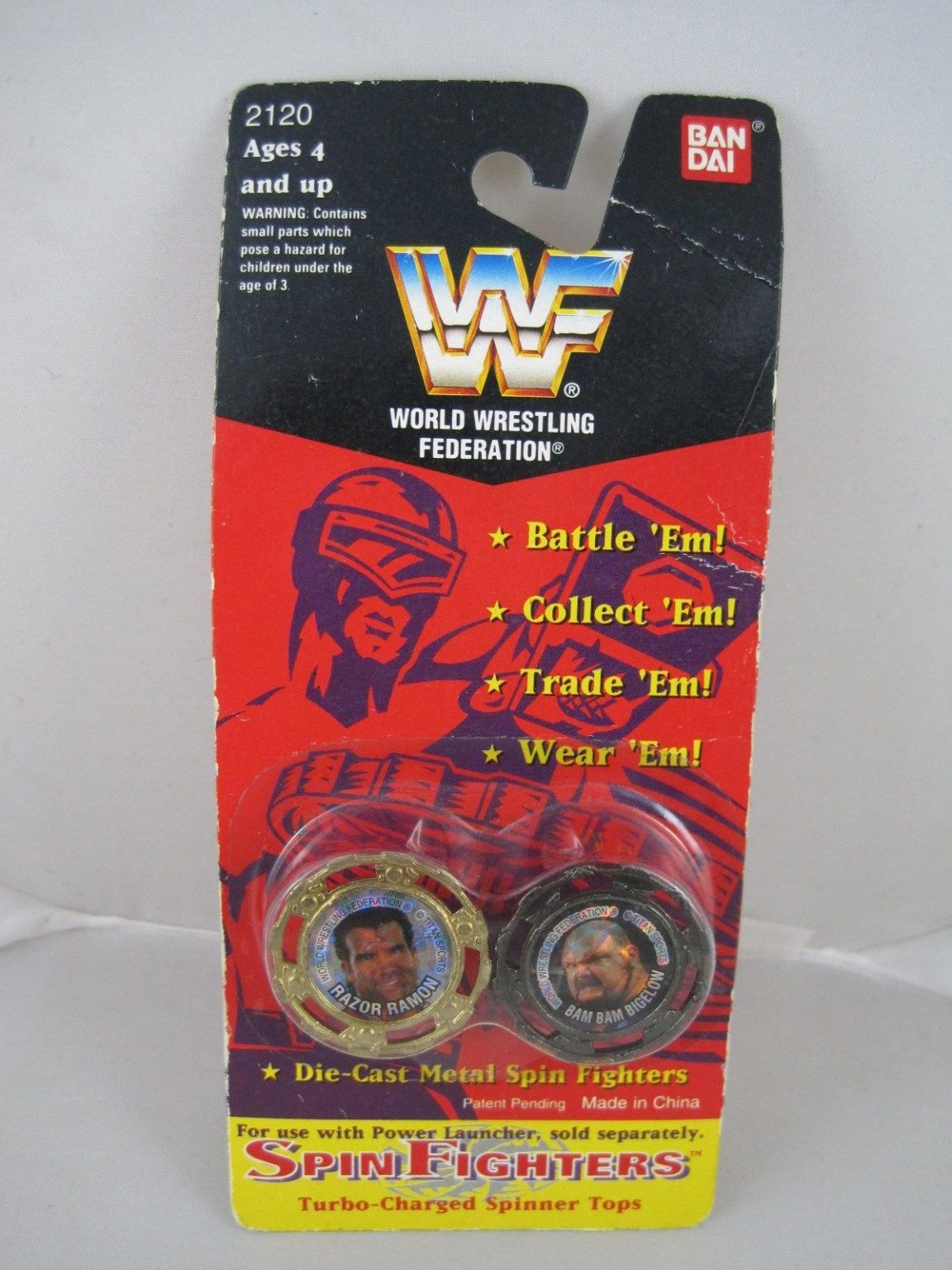 WWF Spin Fighters Razor Ramon & Bam Bam Bigelow 1994  by Bandai