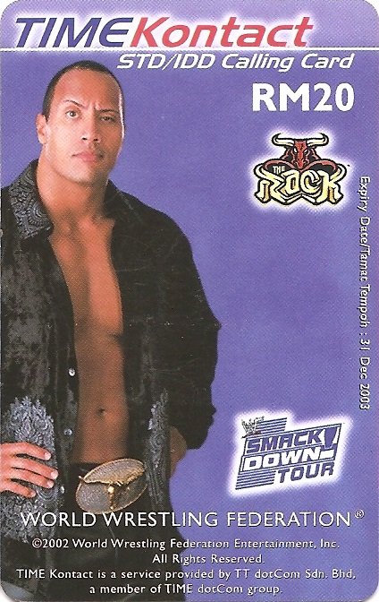 WWE 2003 The Rock Time Kontact Phone Card Malaysia