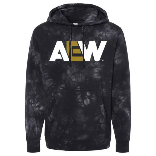 AEW Logo Black Tie Dye Hoodie Hoodies PW Catalog