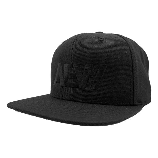 AEW Logo Flatbill Snapback Black Hat PW Catalog