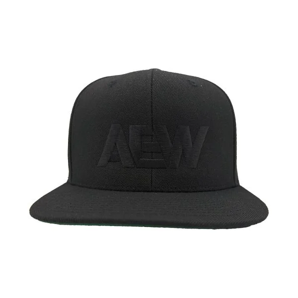 AEW Logo Flatbill Snapback Black Hat PW Catalog