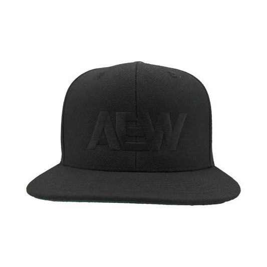 AEW Logo Flatbill Snapback Black Hat PW Catalog