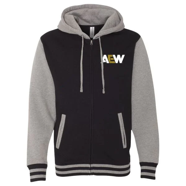 AEW Logo Varsity Full Zip Hoodie Hoodies PW Catalog